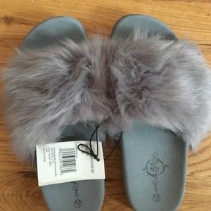 Furry Gray Slippers